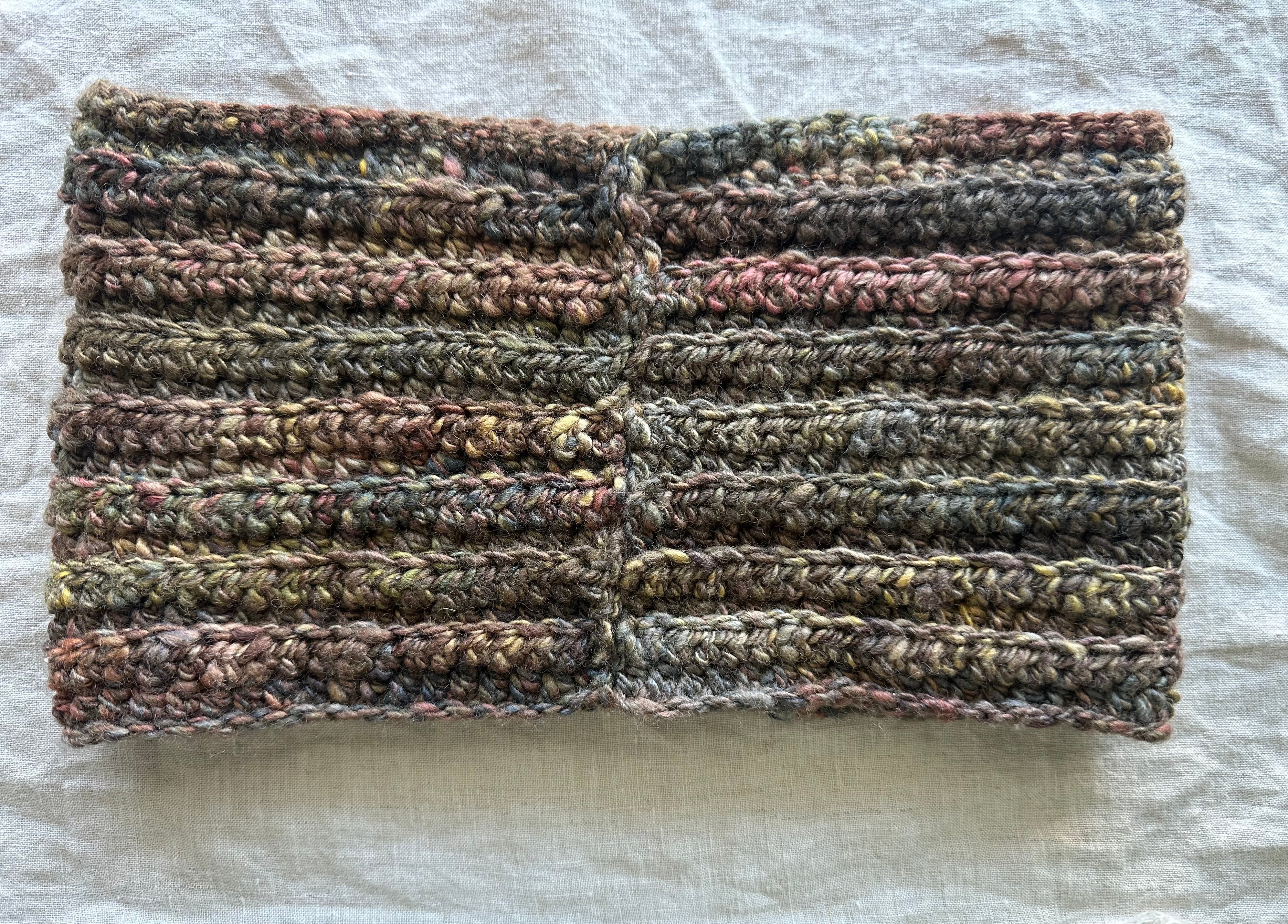 Handspun 'Shades of Autumn' Merino & Silk Crocheted Cowl or Neck Warmer