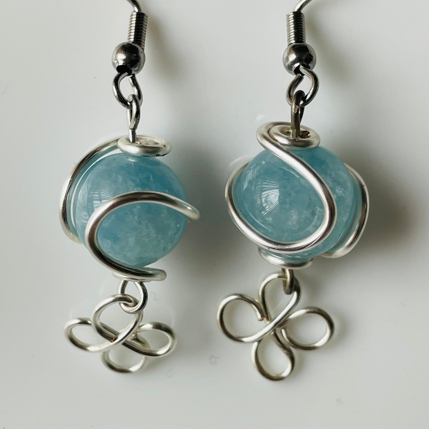 Jade Wrapped in Wire with Daisy Drop Earrings