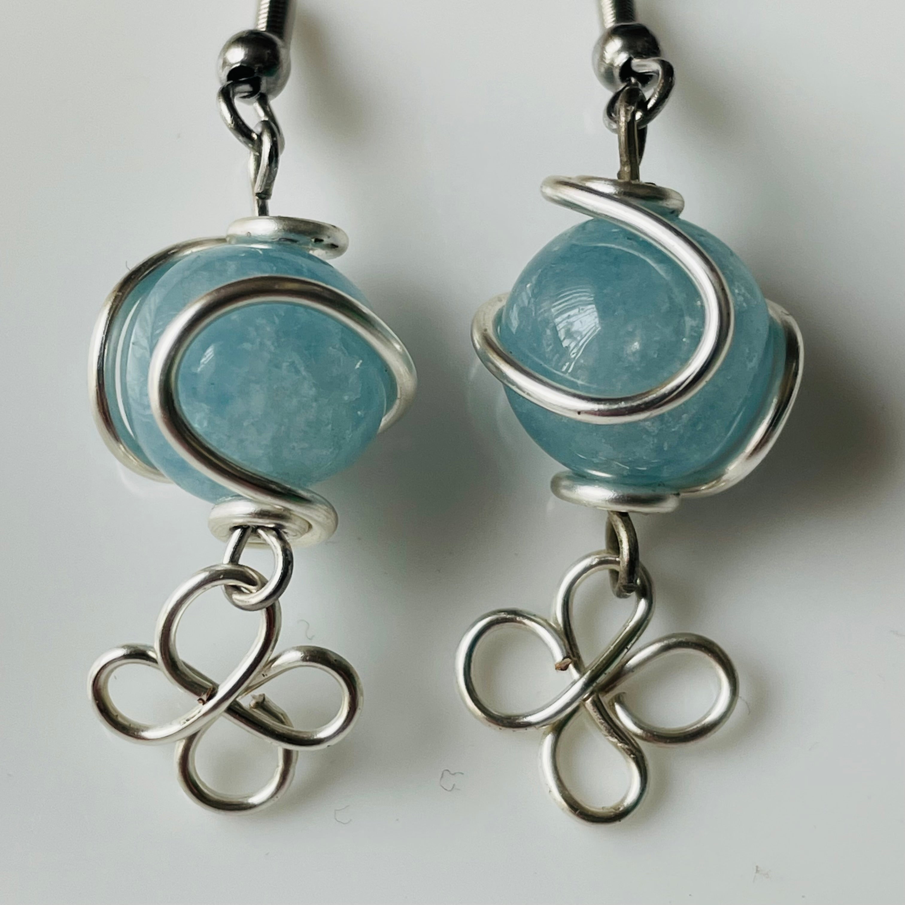 Jade Wrapped in Wire with Daisy Drop Earrings