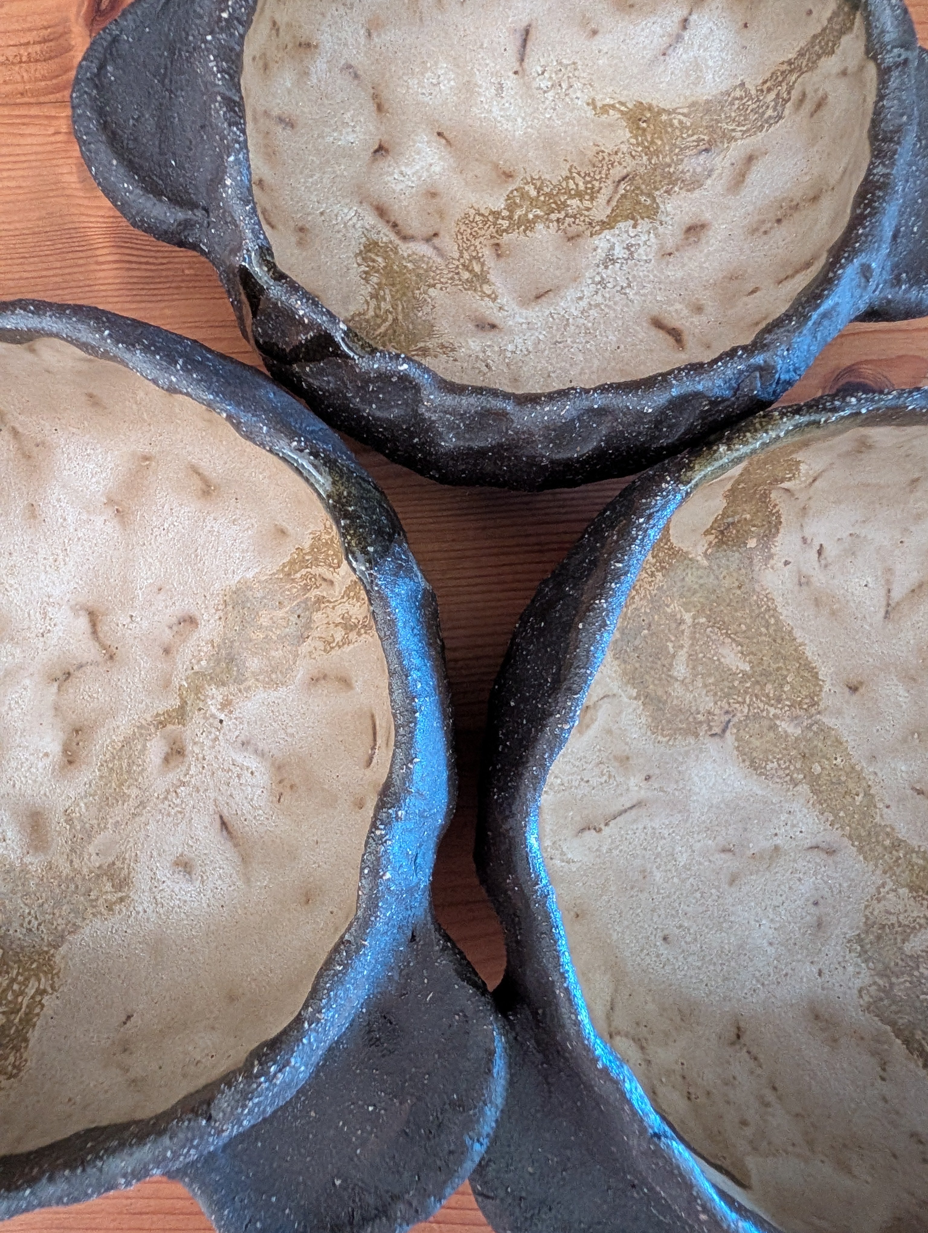 Set of 3 Small Handmade Ceramic Bowls - Earthy, Wabi-Sabi Stoneware