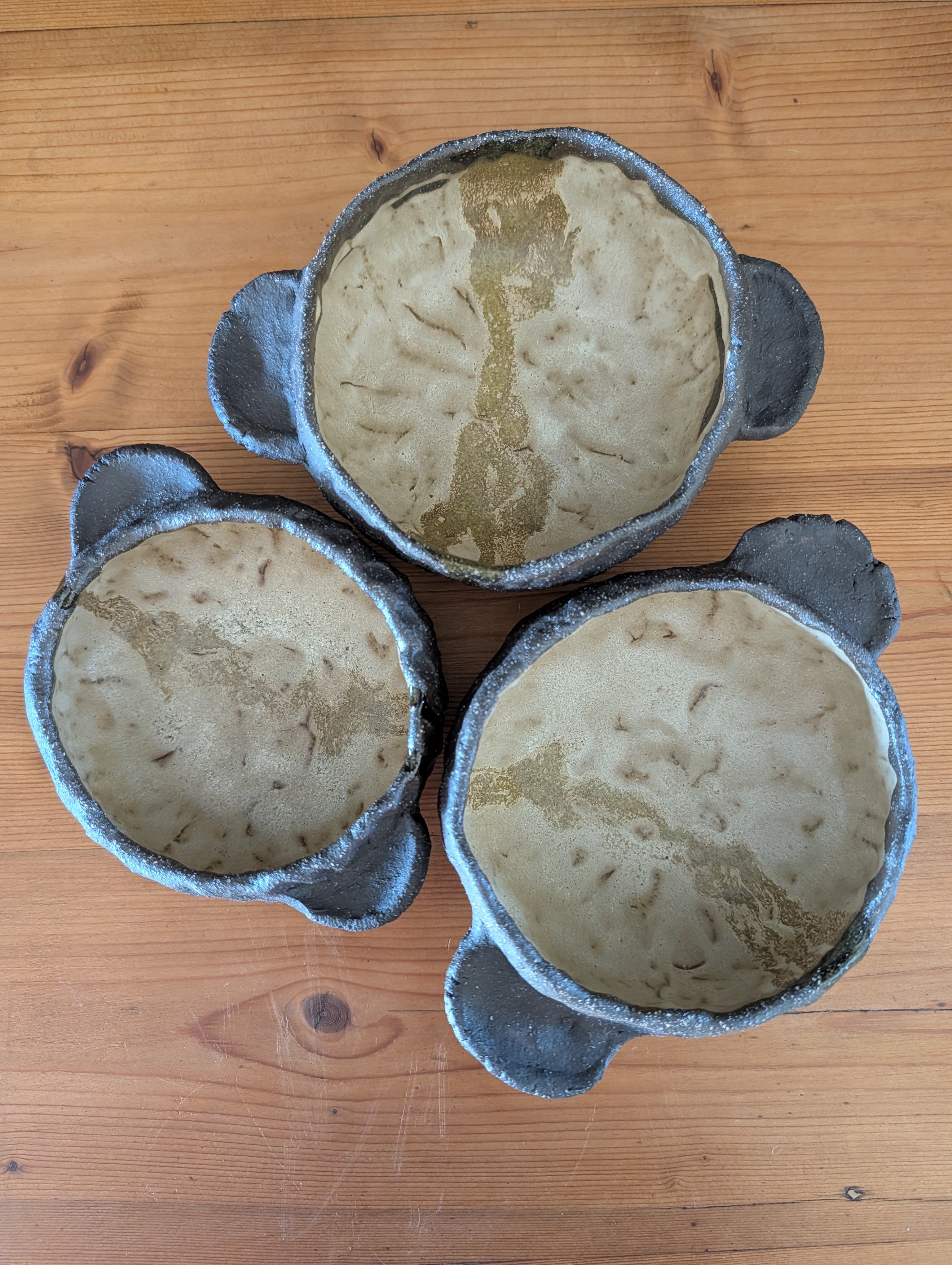 Set of 3 Small Handmade Ceramic Bowls - Earthy, Wabi-Sabi Stoneware