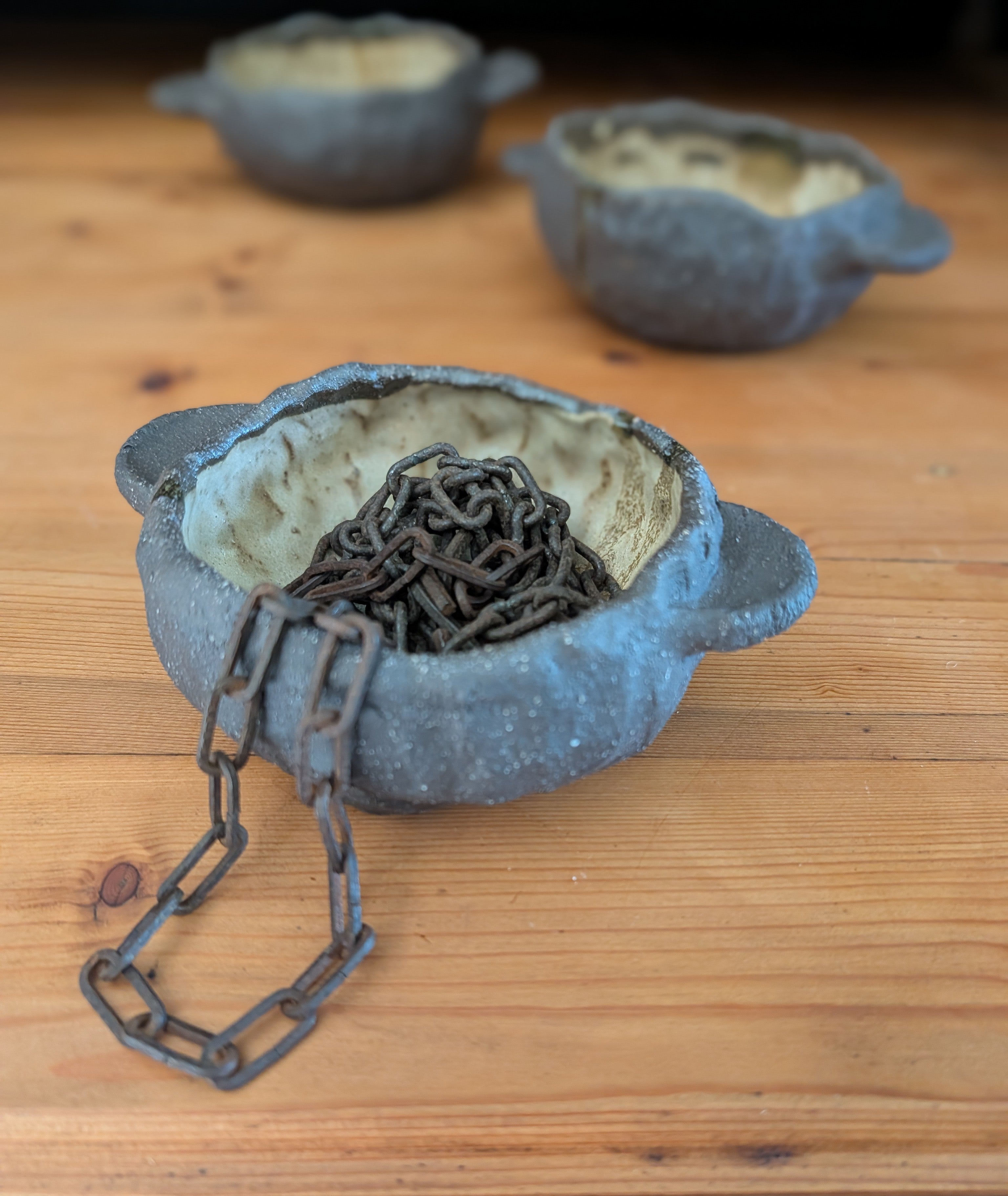 Set of 3 Small Handmade Ceramic Bowls - Earthy, Wabi-Sabi Stoneware