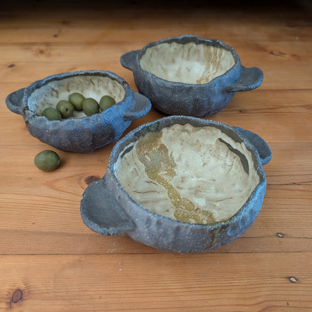 Set of 3 Small Handmade Ceramic Bowls - Earthy, Wabi-Sabi Stoneware