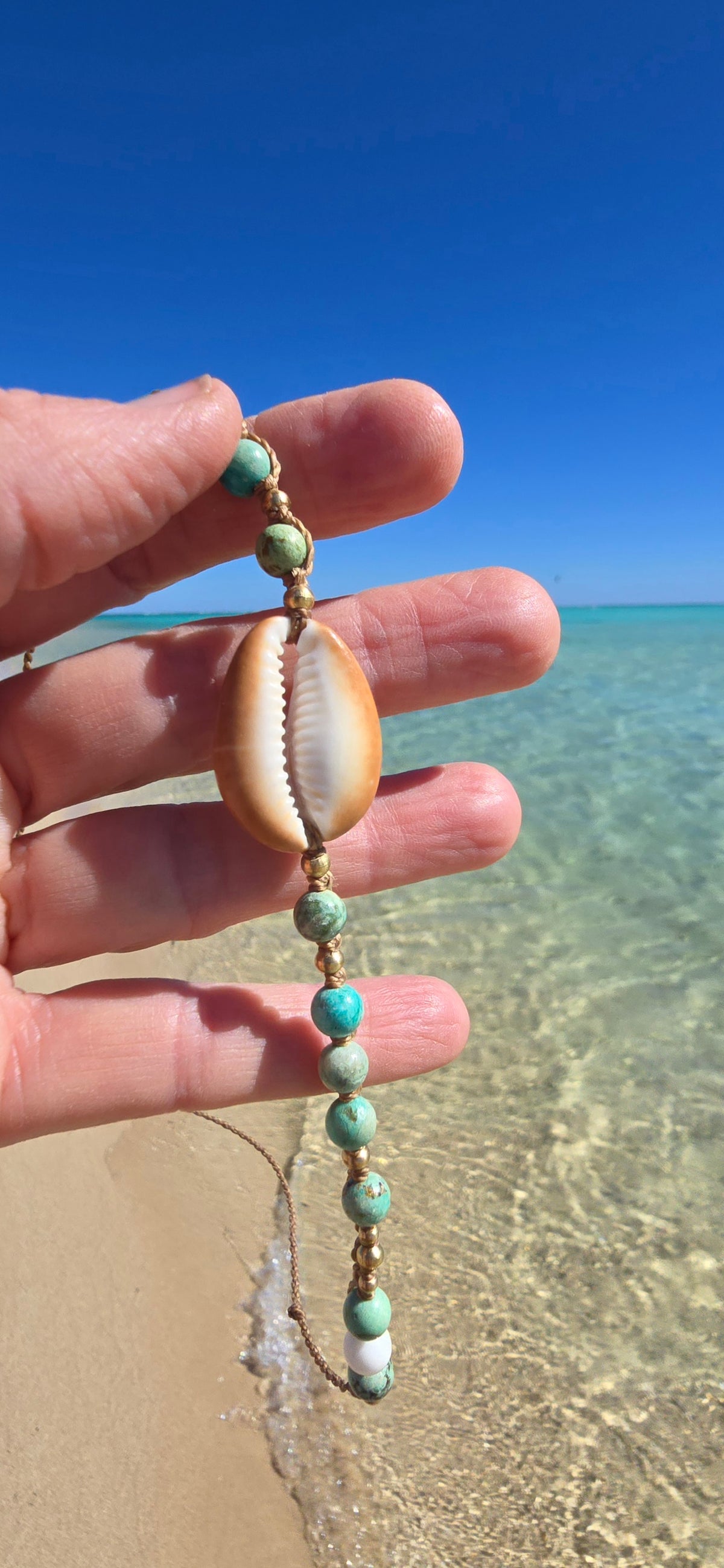 Cowrie Necklace with Peruvian Turquoise