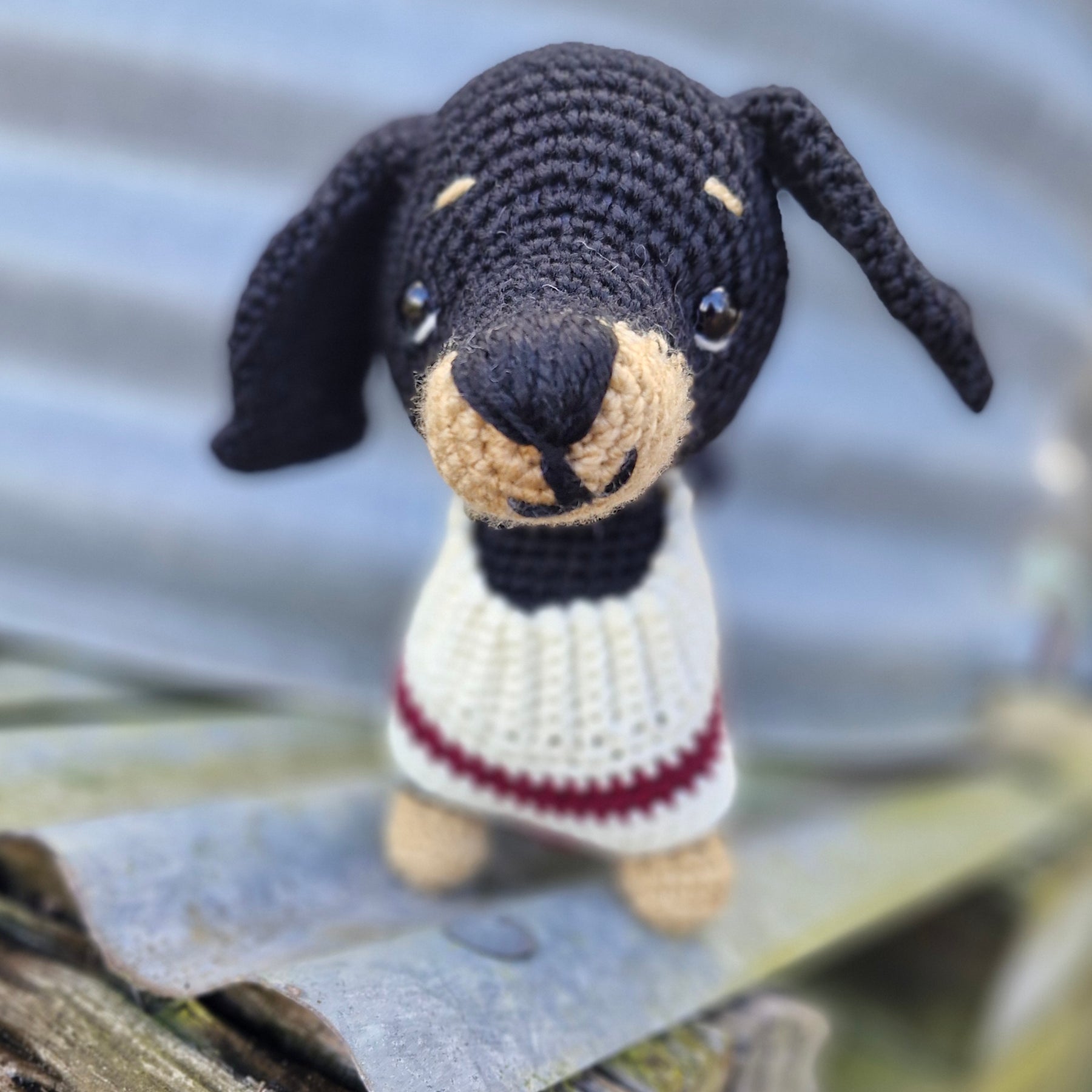 Hand crochet Bi-Colour Dachshund Dog (Sausage Dog)