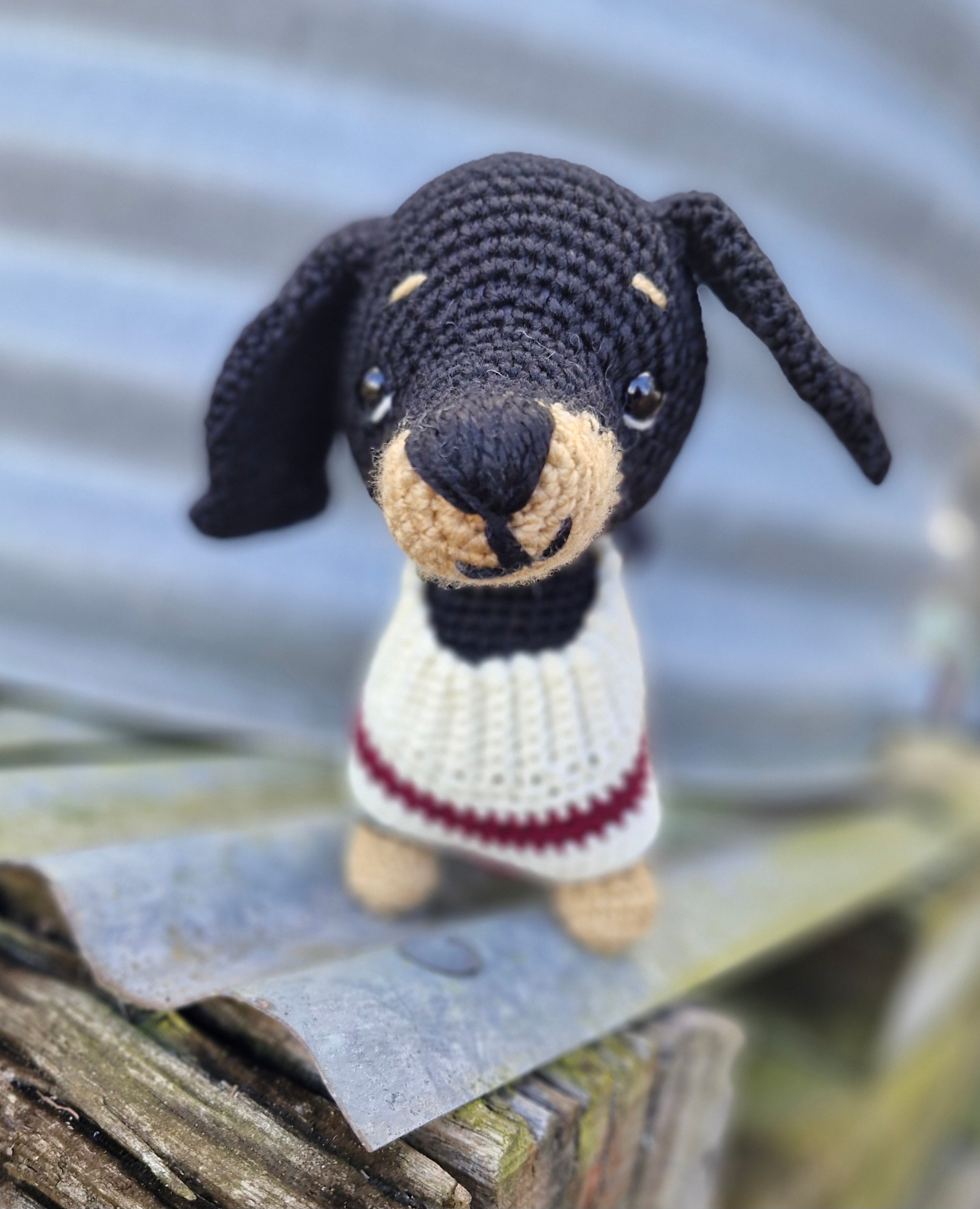Hand crochet Bi-Colour Dachshund Dog (Sausage Dog)