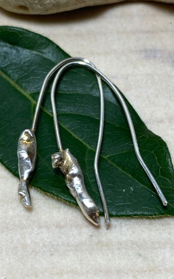 Tidal Drop Earrings - Water Cast Sterling Silver