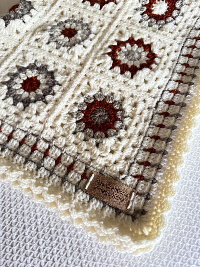 MADE TO ORDER - Hand Crocheted Wool Baby Blanket