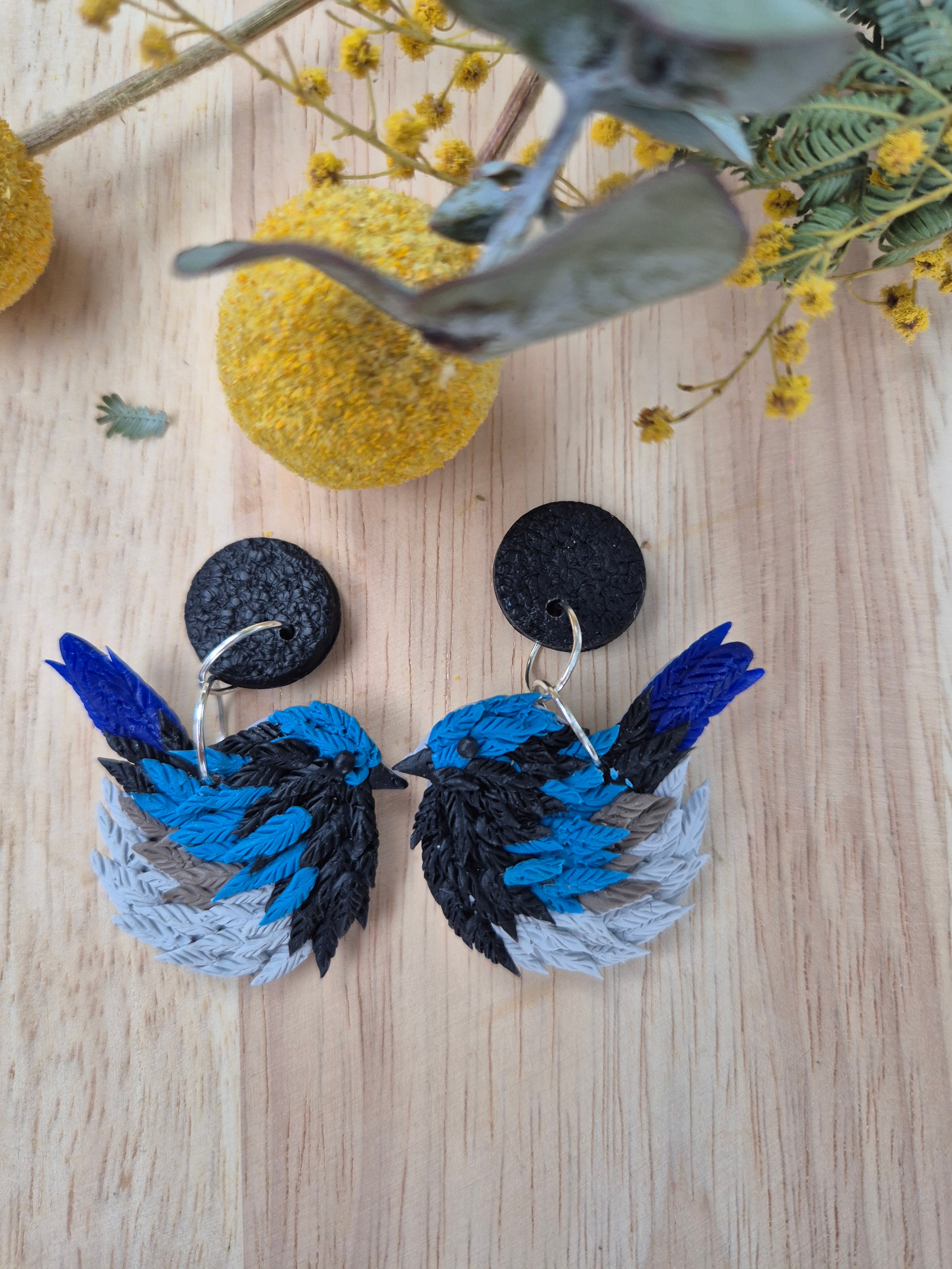 Billy Blue Wren Dangle Earrings (2 sizes available)