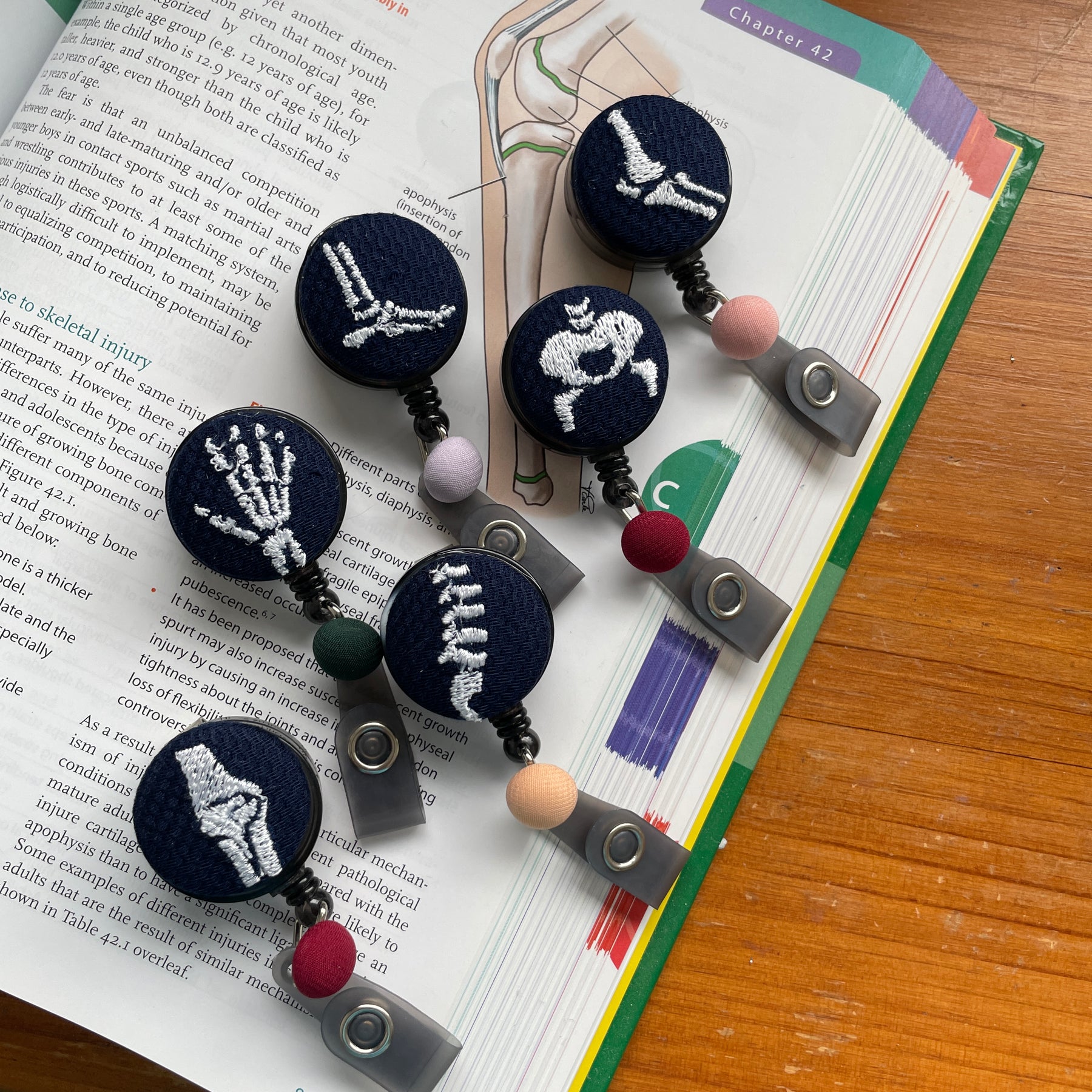 Embroidered Bone Badge Reel: Orthopedic ID Holder
