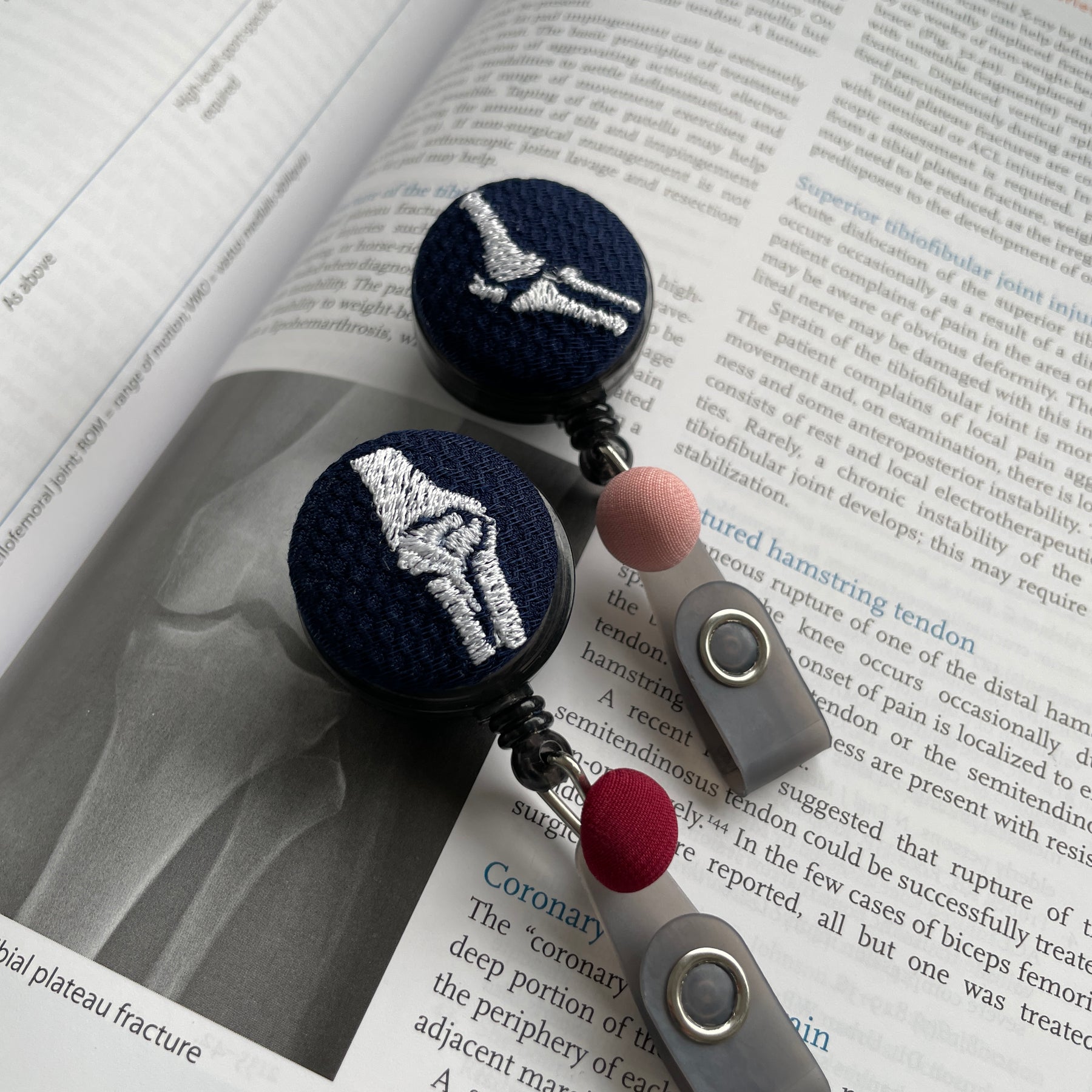 Embroidered Bone Badge Reel: Orthopedic ID Holder