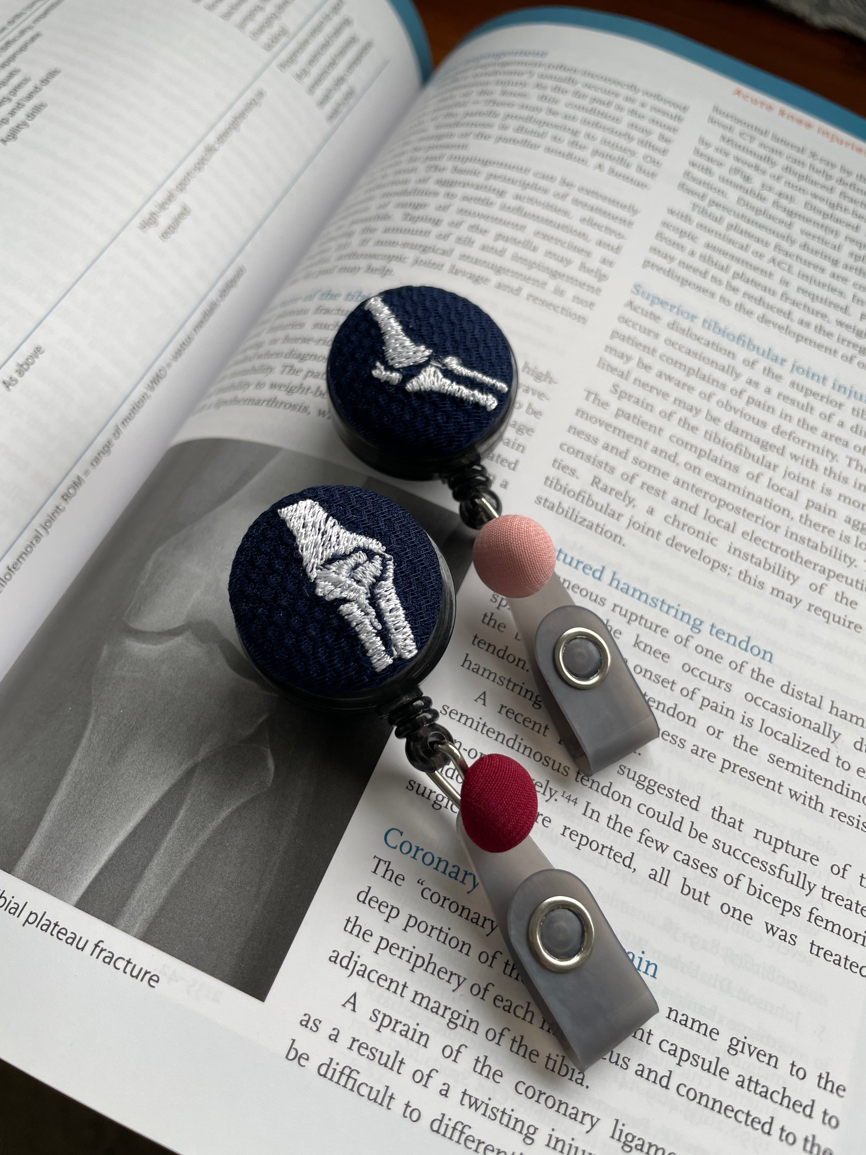 Embroidered Bone Badge Reel: Orthopedic ID Holder