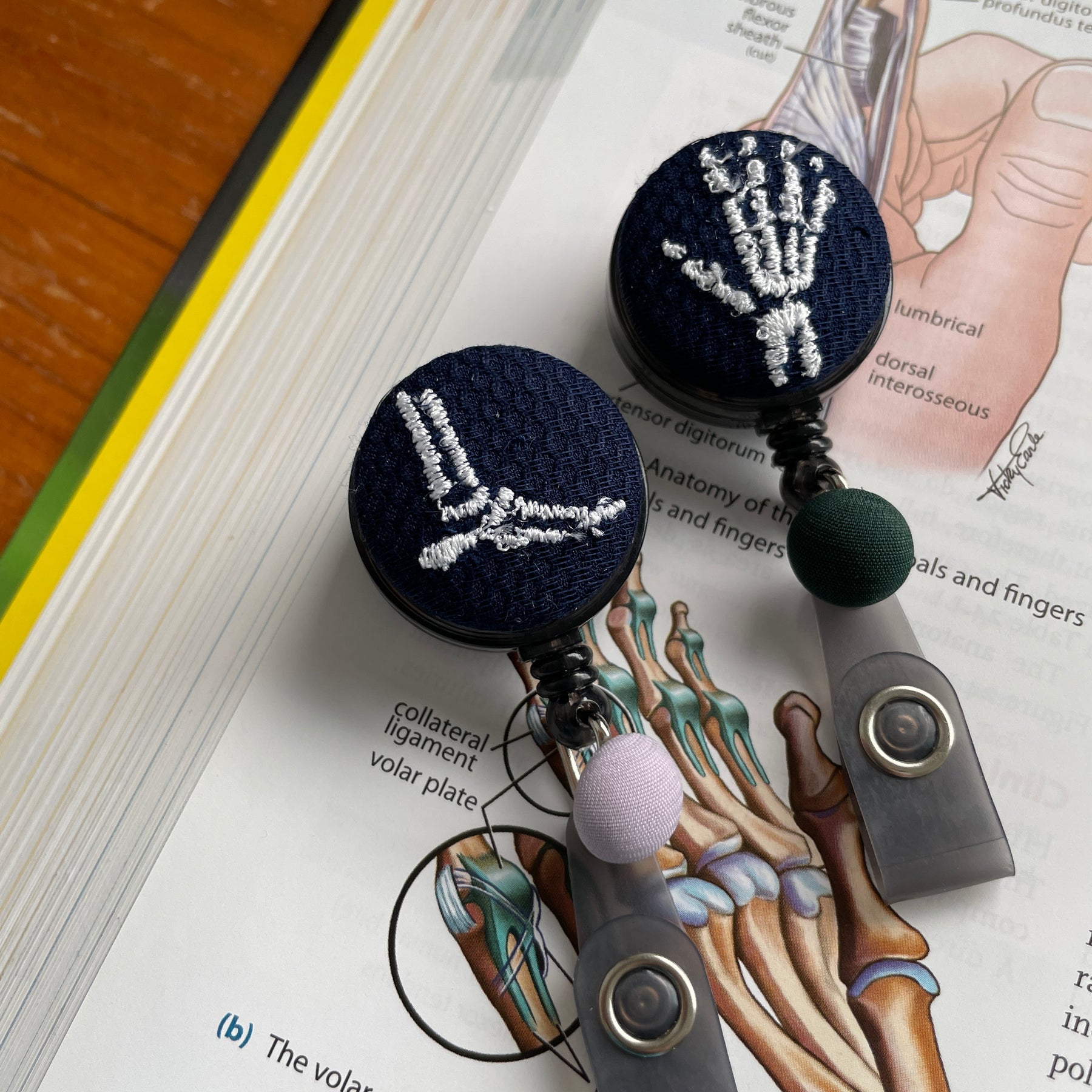 Embroidered Bone Badge Reel: Orthopedic ID Holder