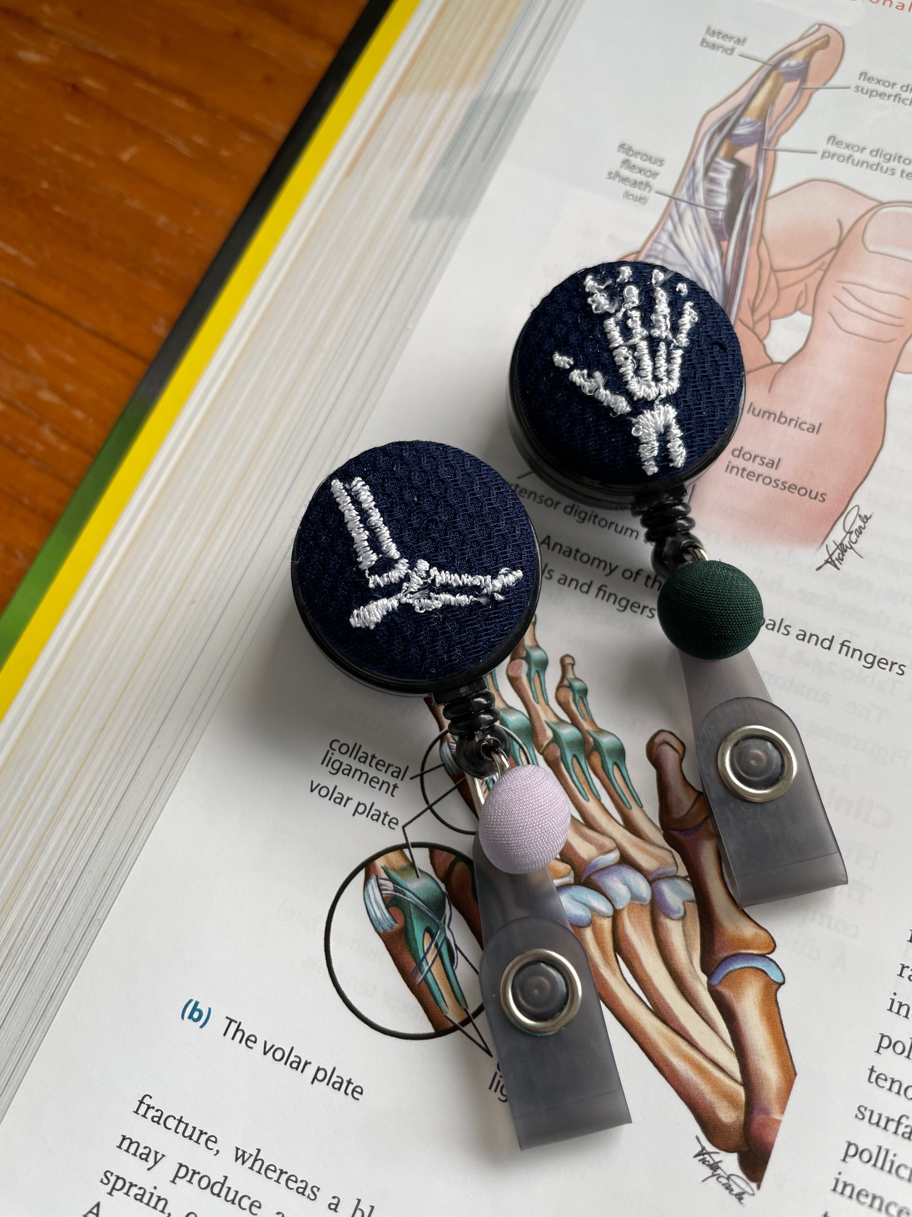 Embroidered Bone Badge Reel: Orthopedic ID Holder