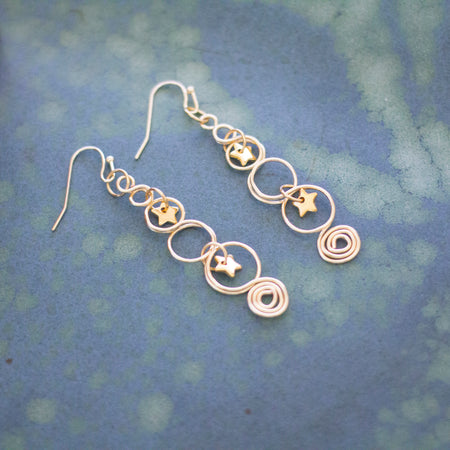 Gold Christmas Tree Earrings With Twinkling Stars | Christmas Jewellery