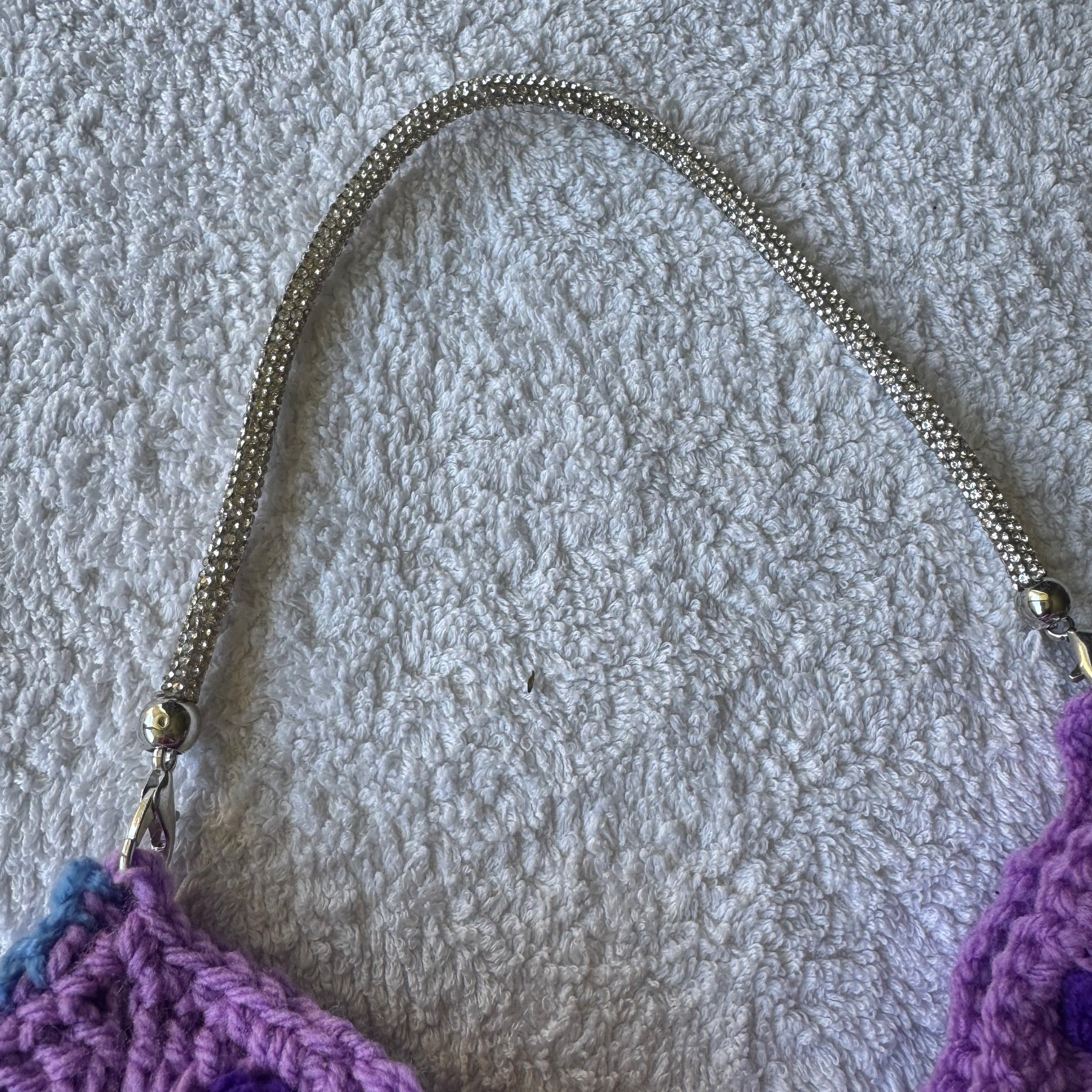 Purple Granny Square Bag with Silver handle