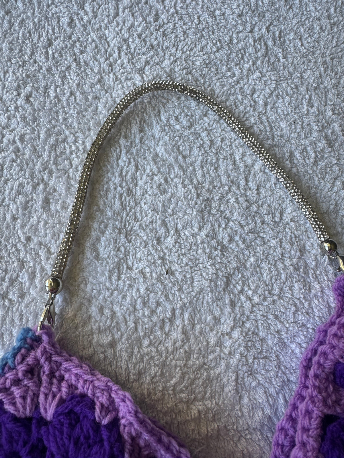 Purple Granny Square Bag with Silver handle