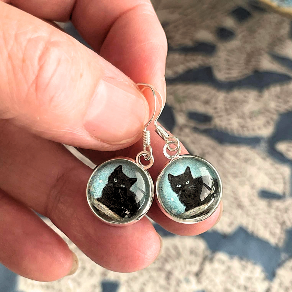 Little Black Kitty Earrings • Cat Lover Jewellery