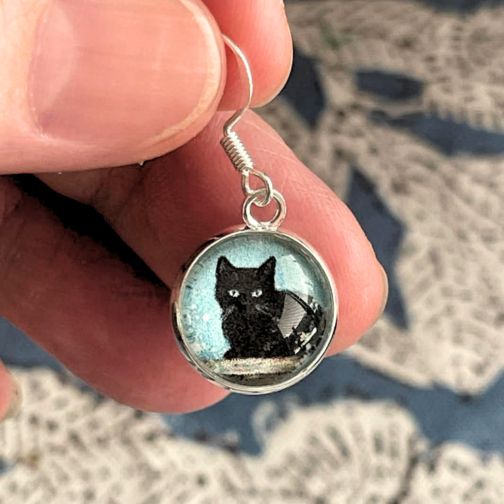Little Black Kitty Earrings • Cat Lover Jewellery