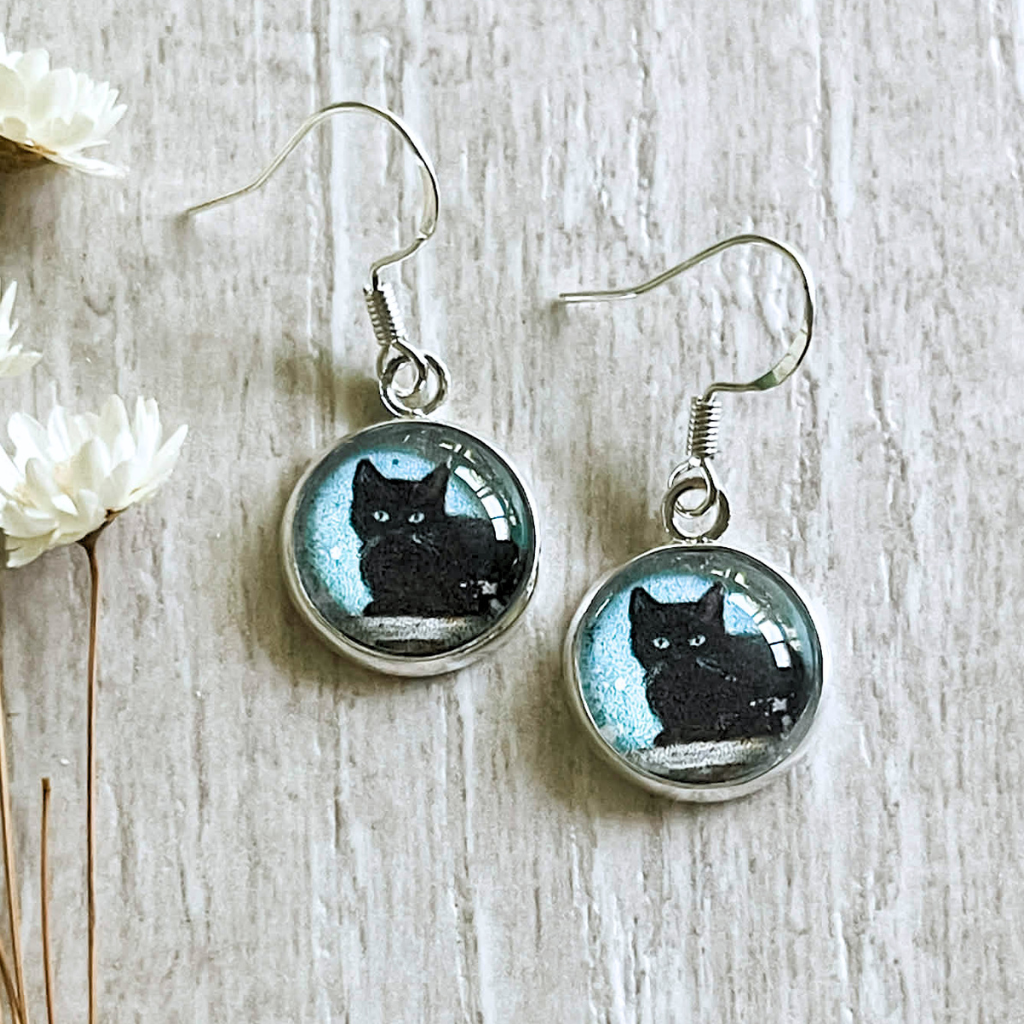 Little Black Kitty Earrings • Cat Lover Jewellery