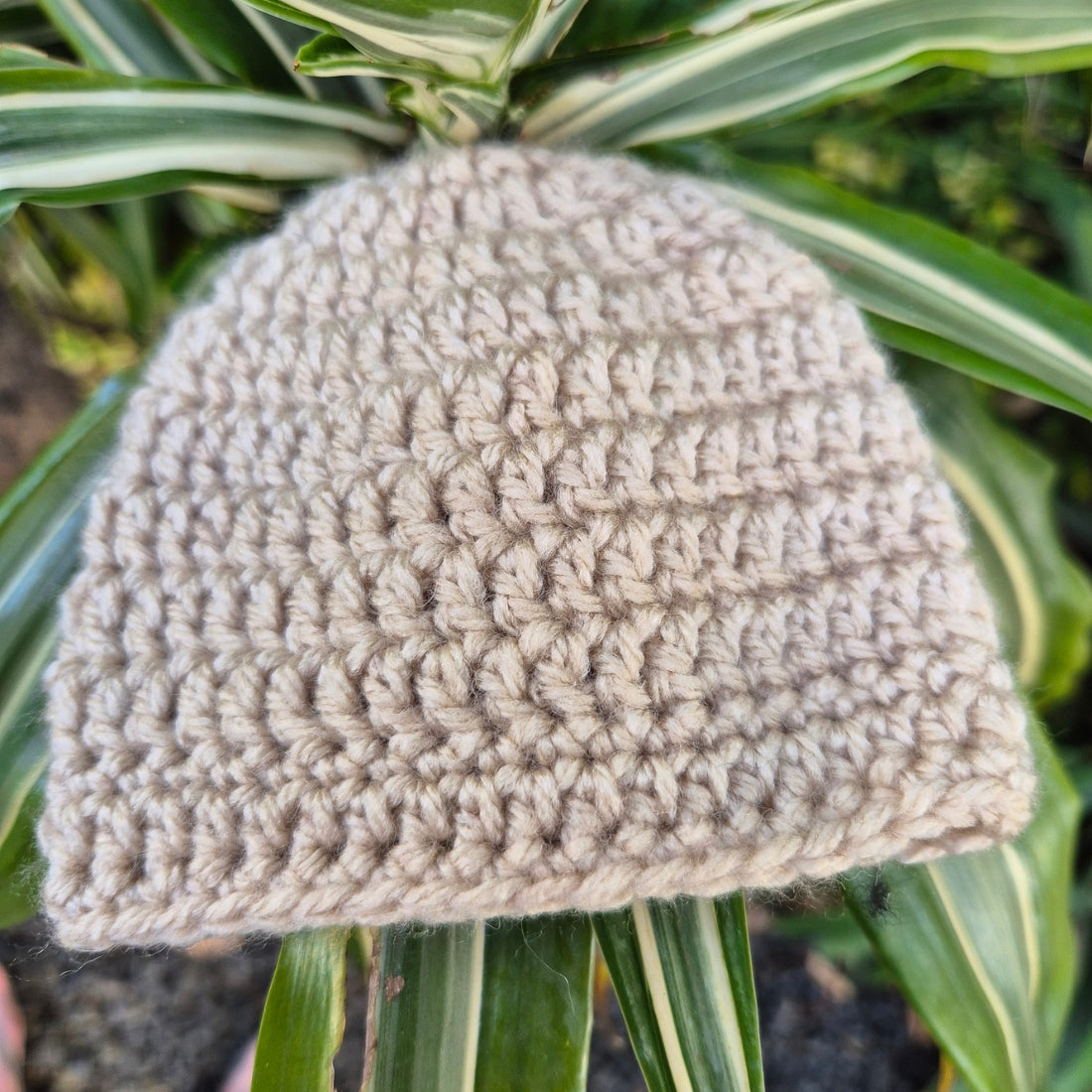 Beige Crochet Baby Beanie
