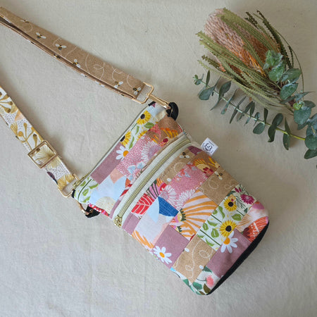 Repurposed Remnant Fabric Crossbody Bag 