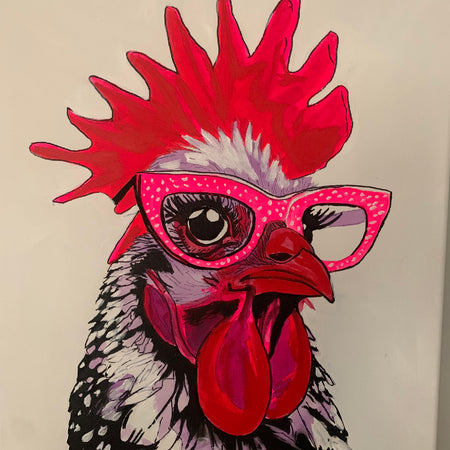 Bantam Chicken with Glasses Wall Art