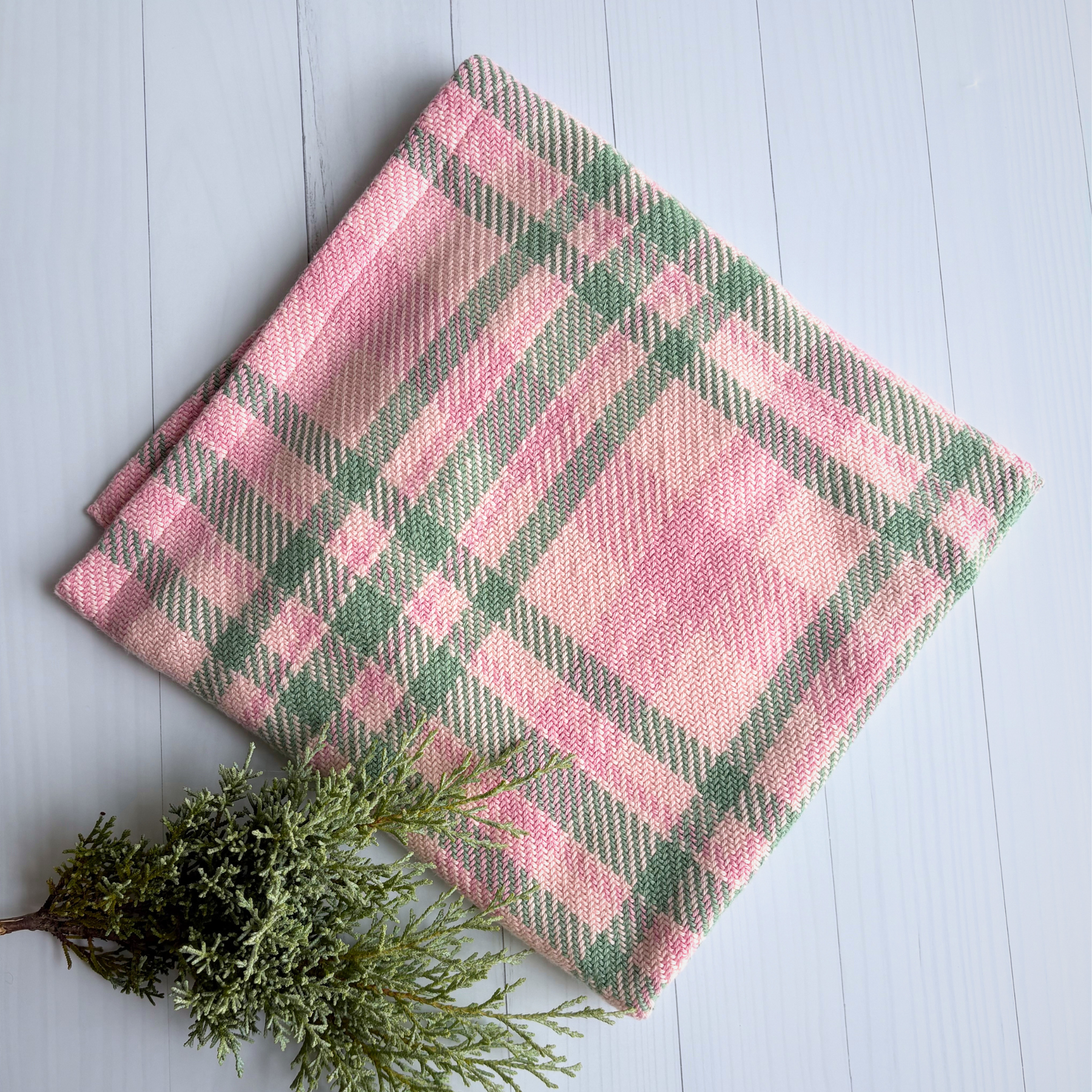 Baby Blanket - Handwoven - Easy care cotton - Pink check