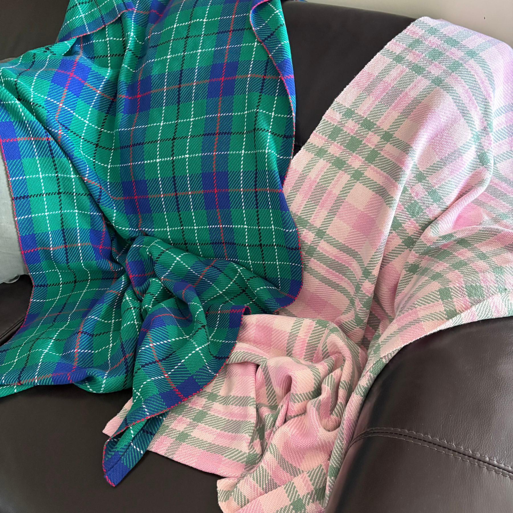 Baby Blanket - Handwoven - Easy care cotton - Pink check