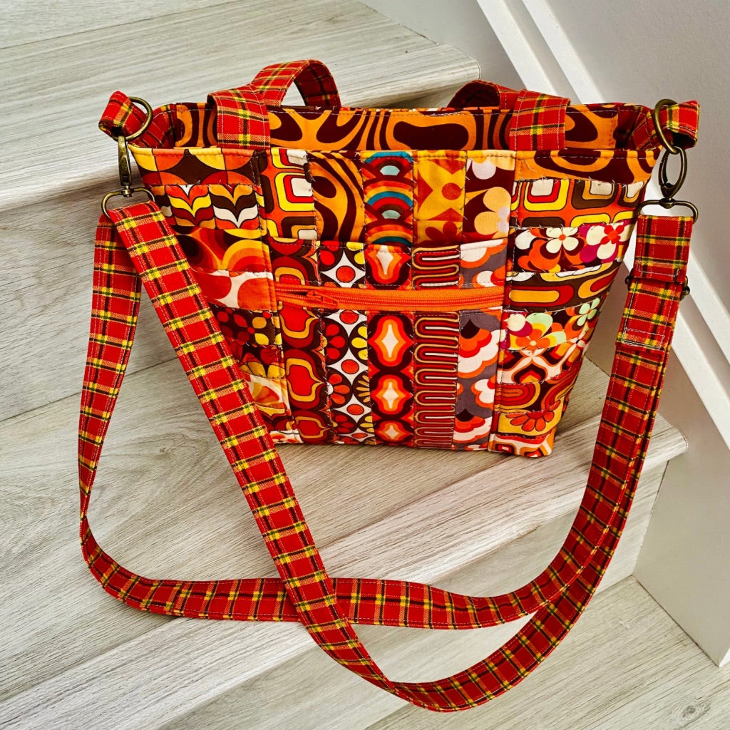 Retro Groove crossbody patchwork tote