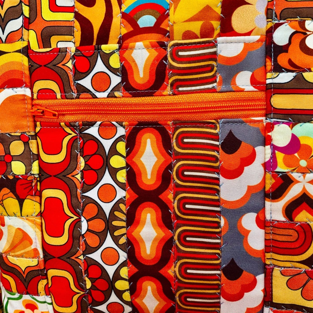 Retro Groove crossbody patchwork tote