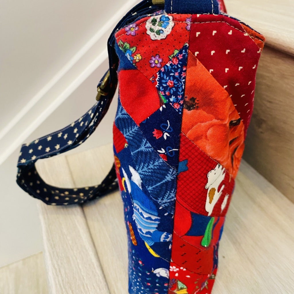 Ruby and Sapphire Crossbody Patchwork Bag