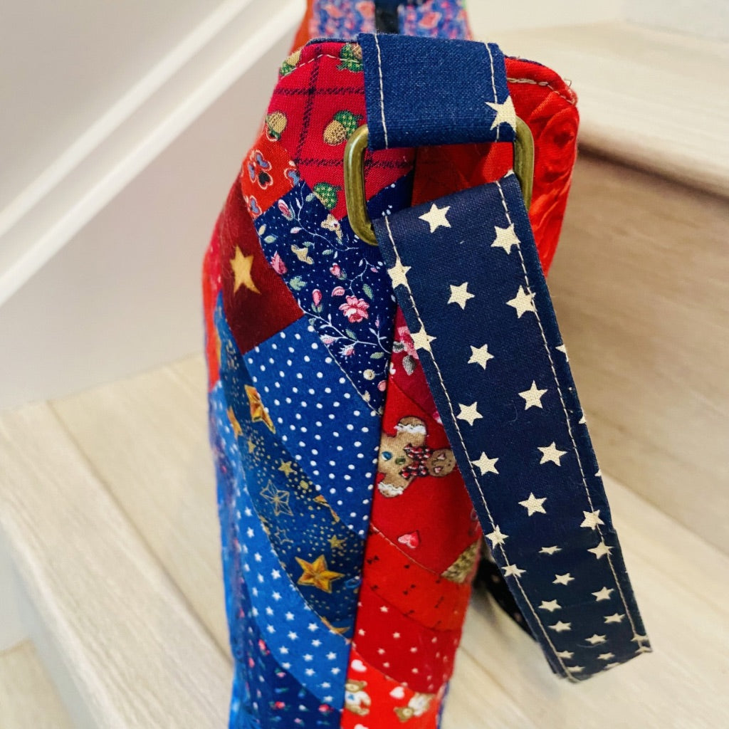 Ruby and Sapphire Crossbody Patchwork Bag