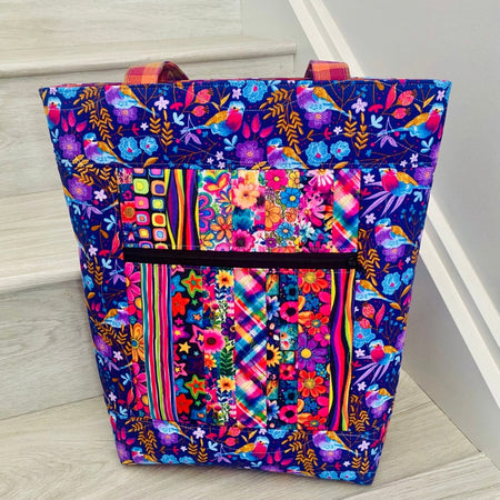 Songbirds and Florals Patchwork Tote