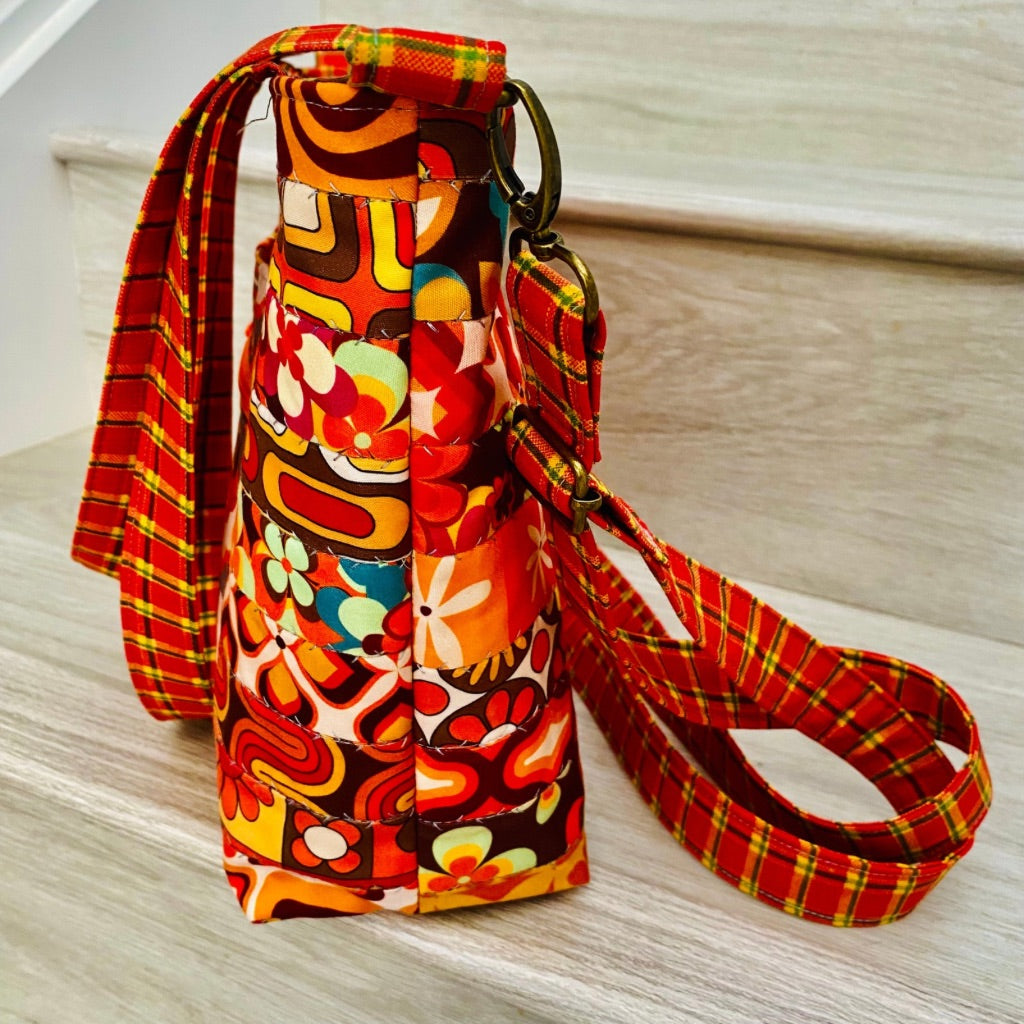 Retro Groove crossbody patchwork tote