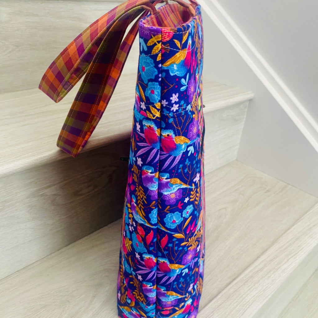 Songbirds and Florals Patchwork Tote