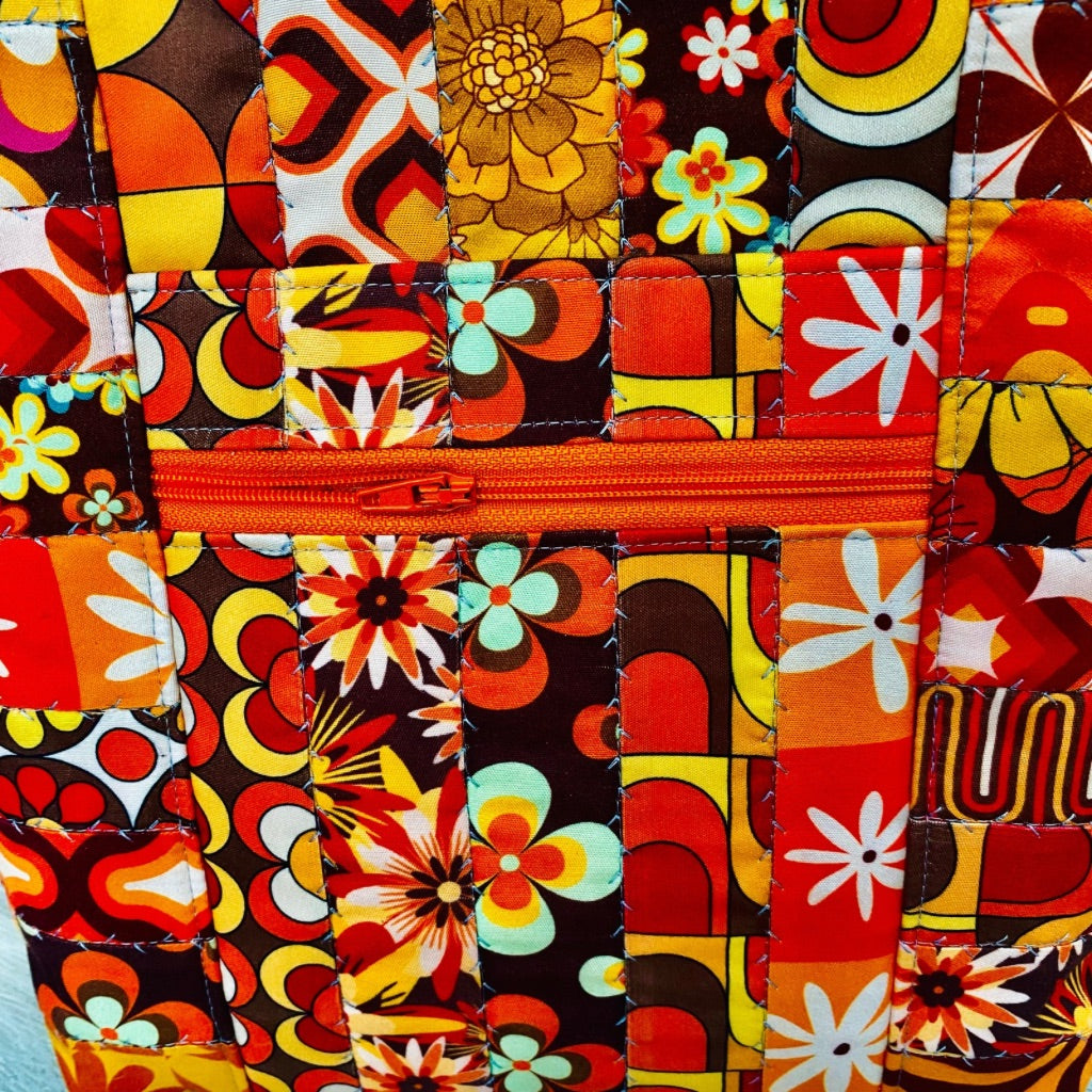 Retro Groove crossbody patchwork tote