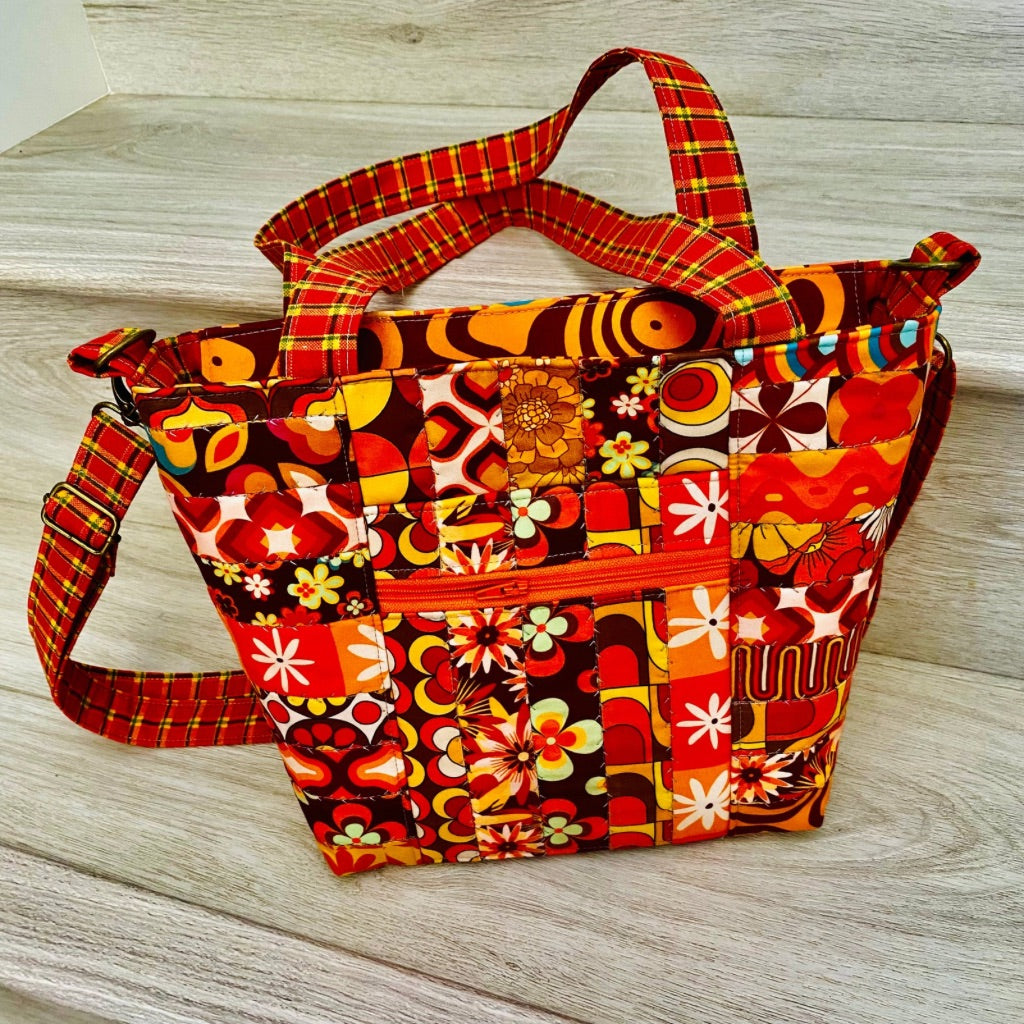 Retro Groove crossbody patchwork tote