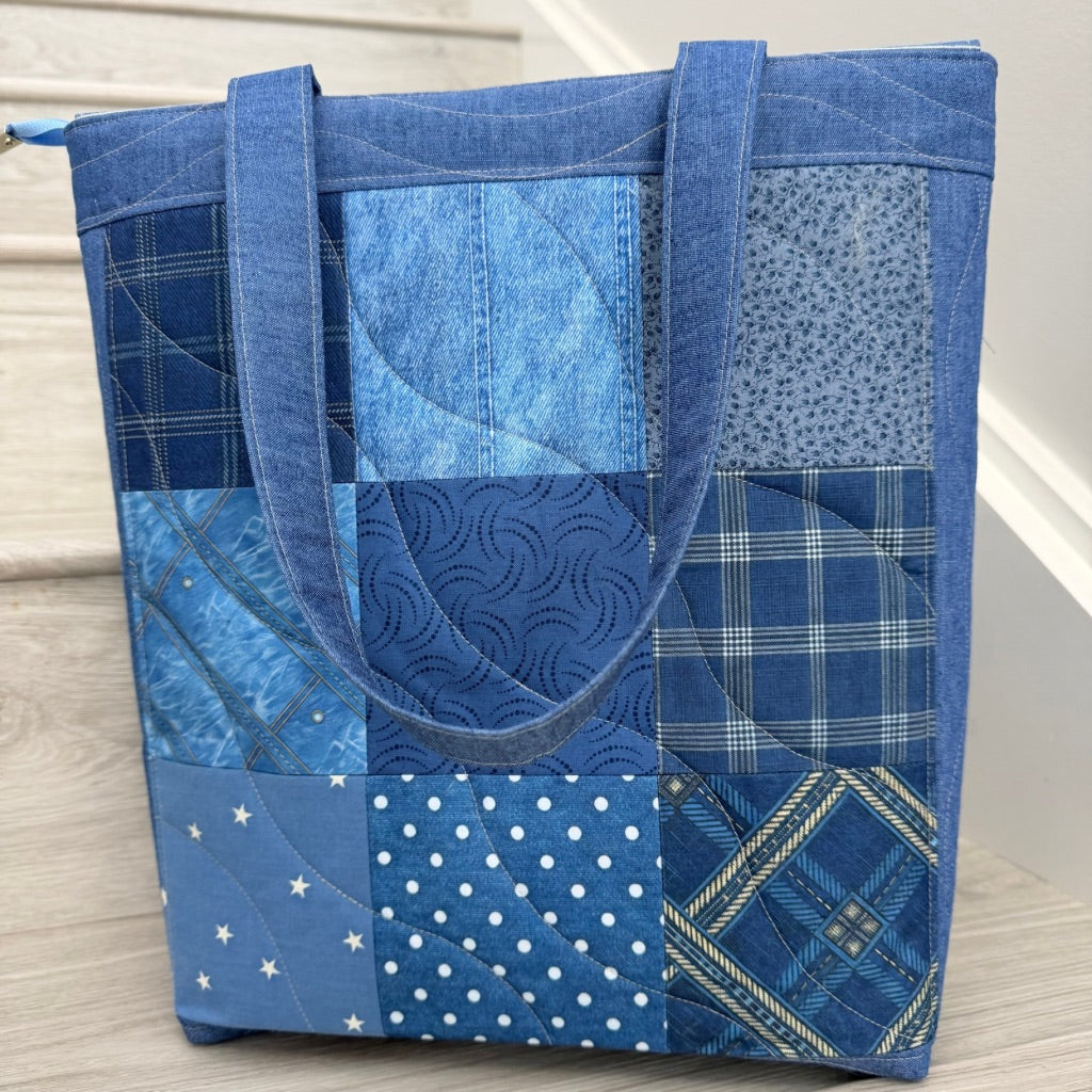 Denim Dreams 9 Patch Patchwork Tote