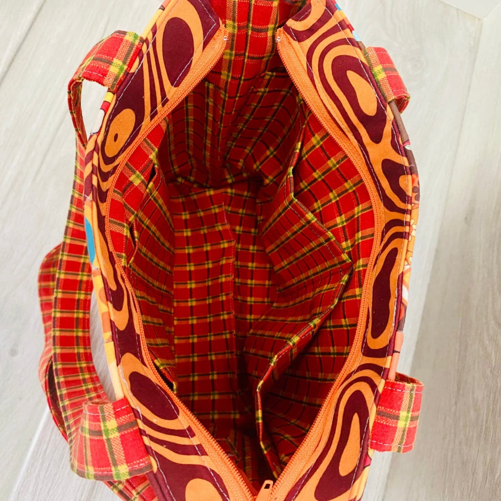 Retro Groove crossbody patchwork tote