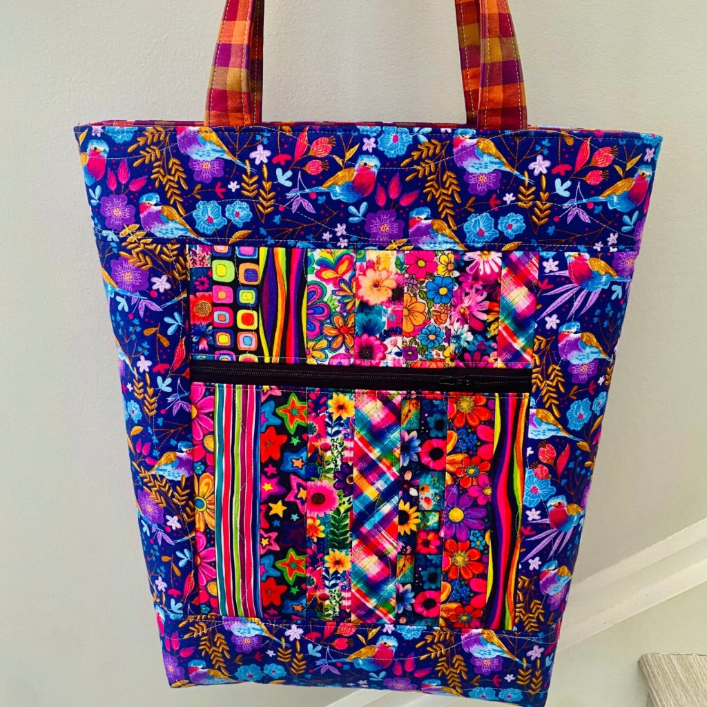 Songbirds and Florals Patchwork Tote