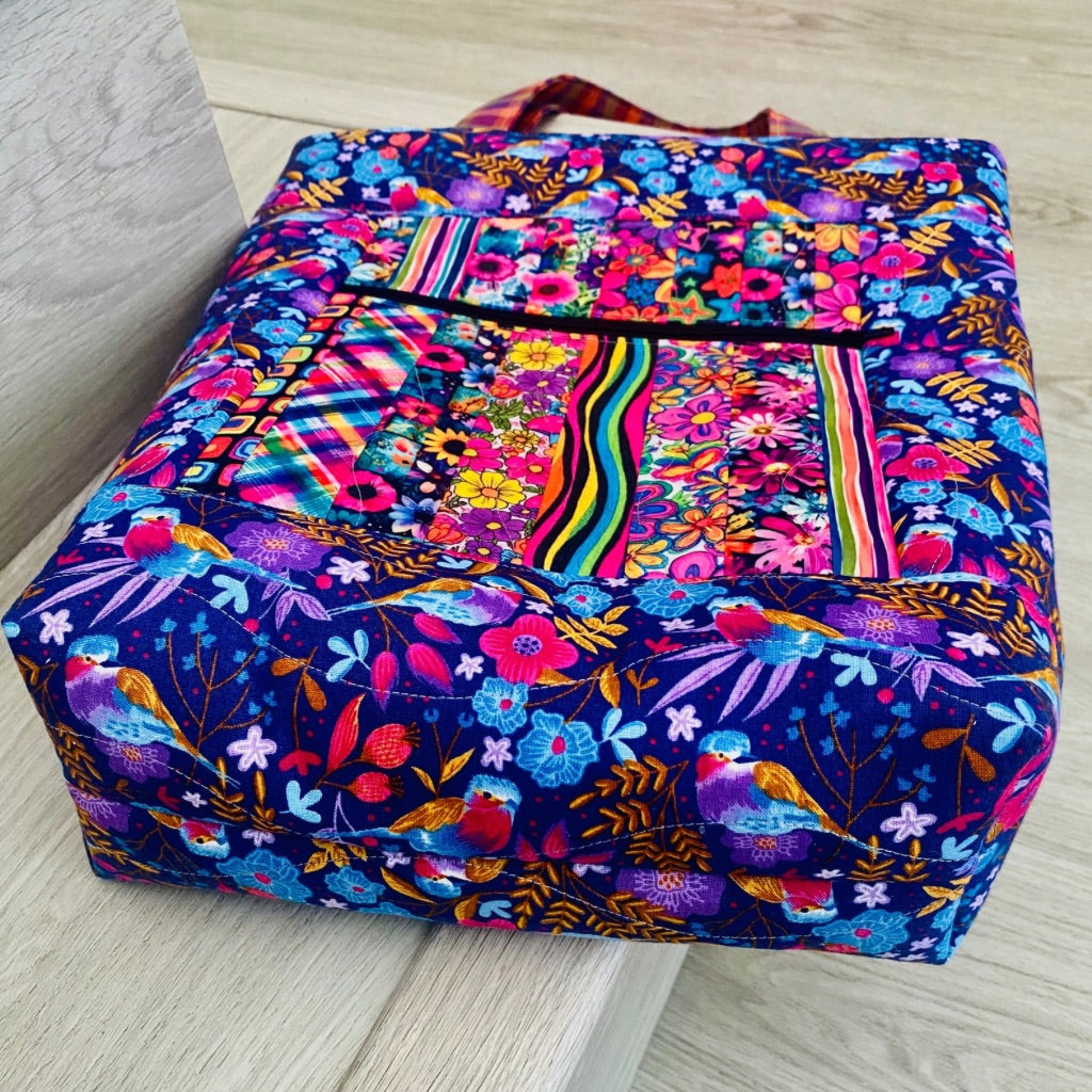 Songbirds and Florals Patchwork Tote