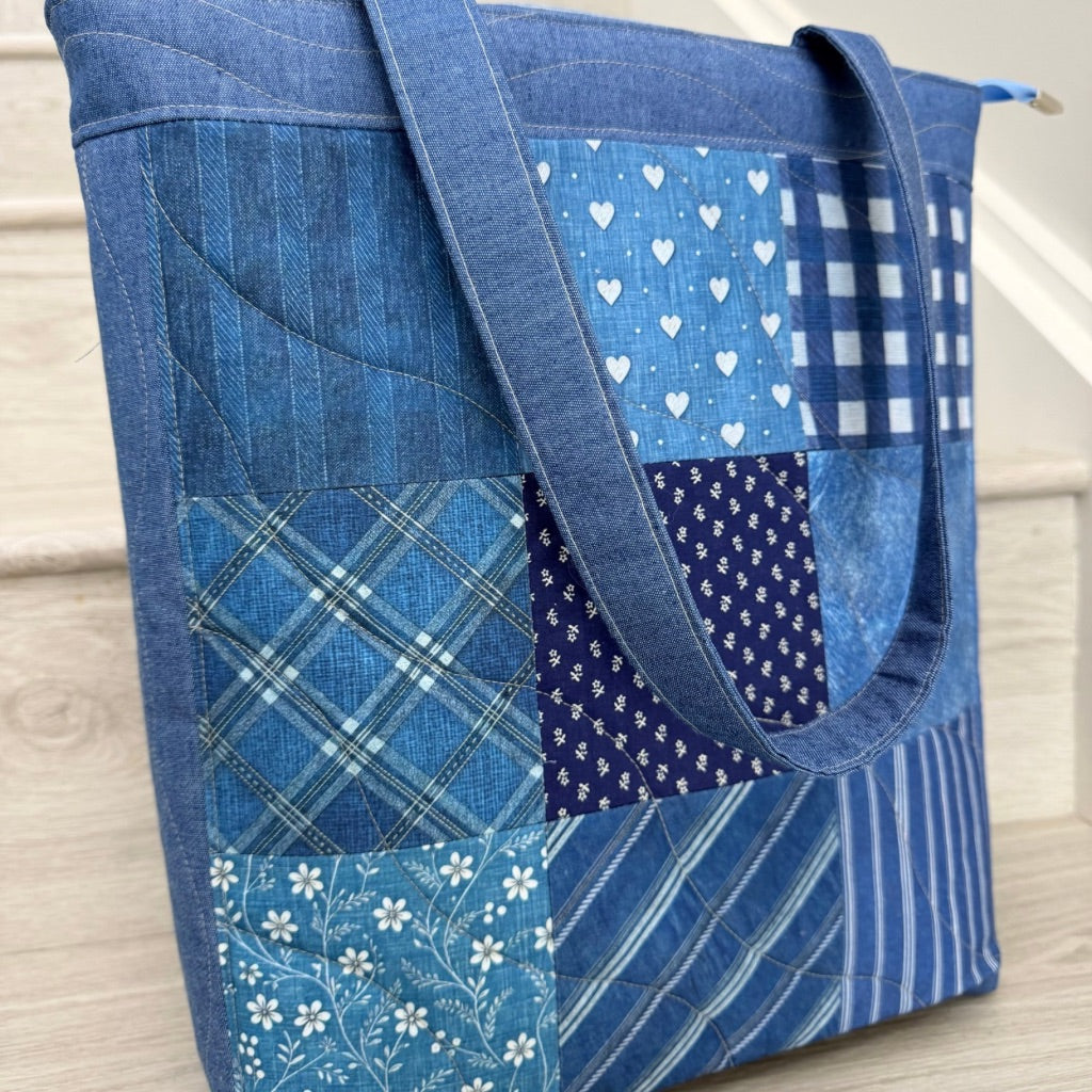 Denim Dreams 9 Patch Patchwork Tote