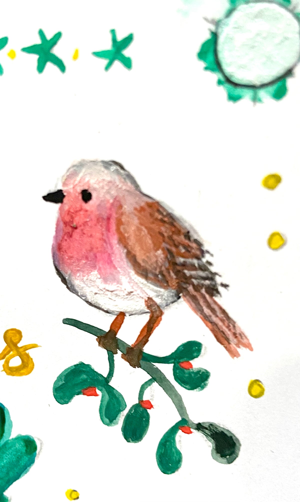 Hand Painted Christmas Card - green version