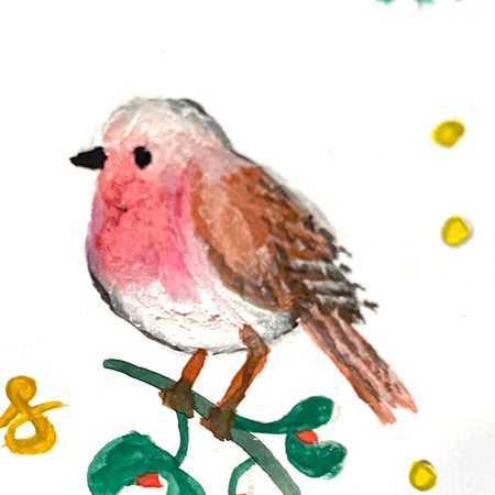 Hand Painted Christmas Card - green version