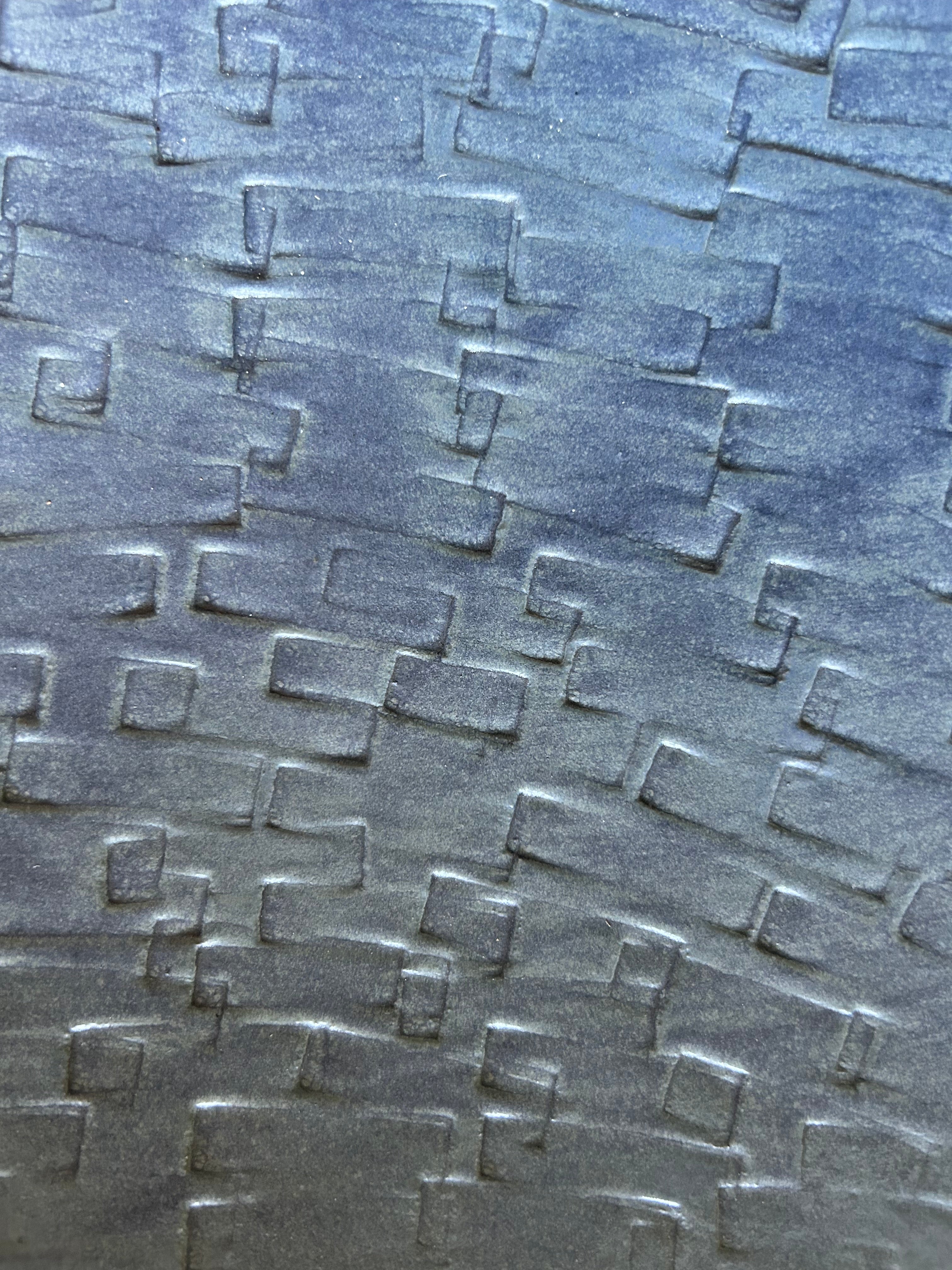 Blue footed block print platter