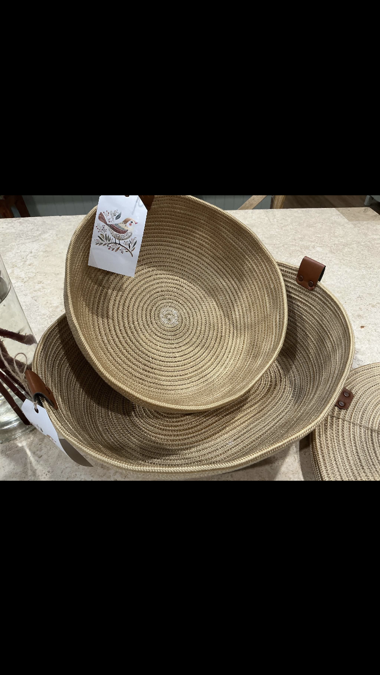 Machine sewn placemats, coasters, baskets.