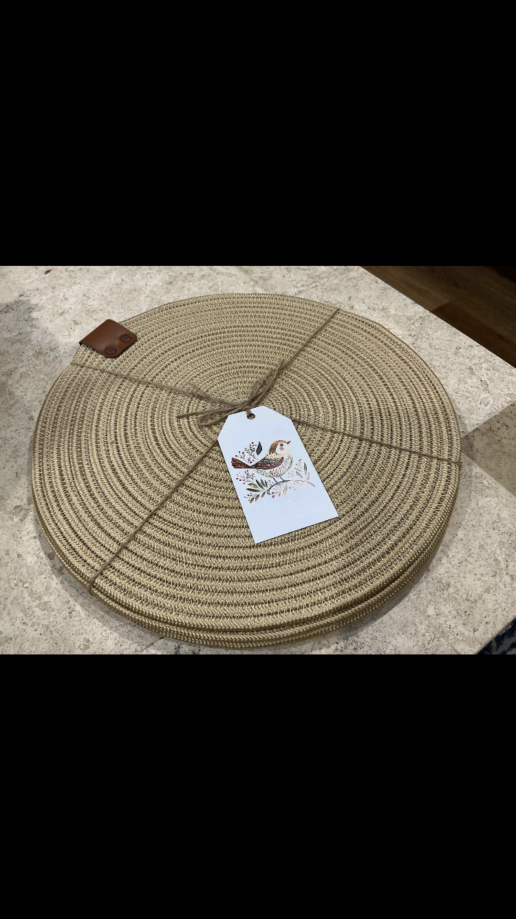 Machine sewn placemats, coasters, baskets.