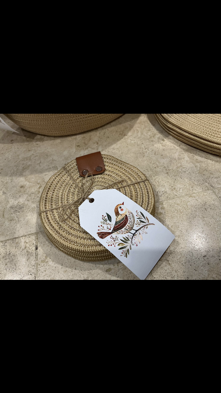 Machine sewn placemats, coasters, baskets.
