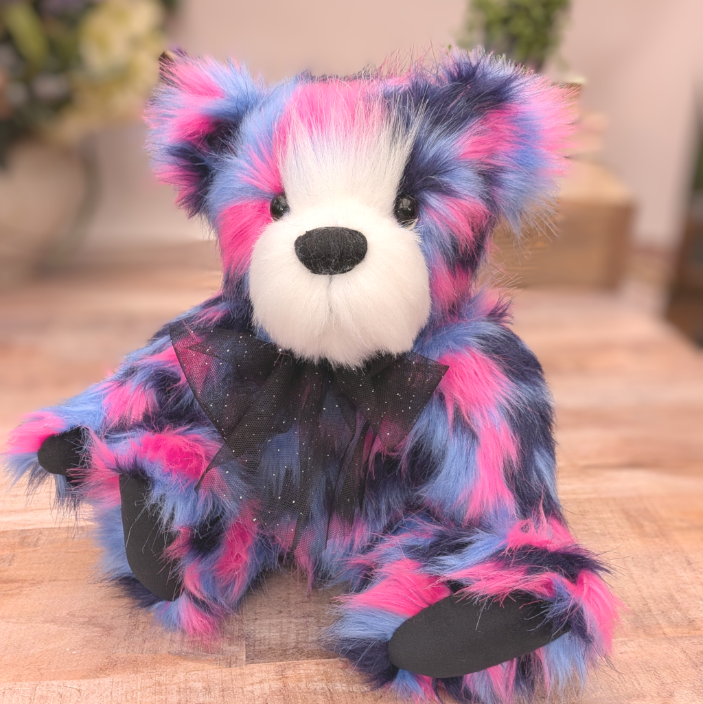 Handmade Rainbow Plush Teddy Bear: Collectible Artist Bear